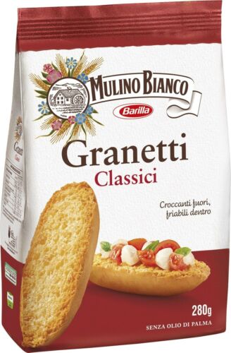 MULINO BIANCO GRANETTI CLASSICI CROSTINI PANE DORATI SNACK VEGANO CRACKERS 280gr - Photo 1 sur 5