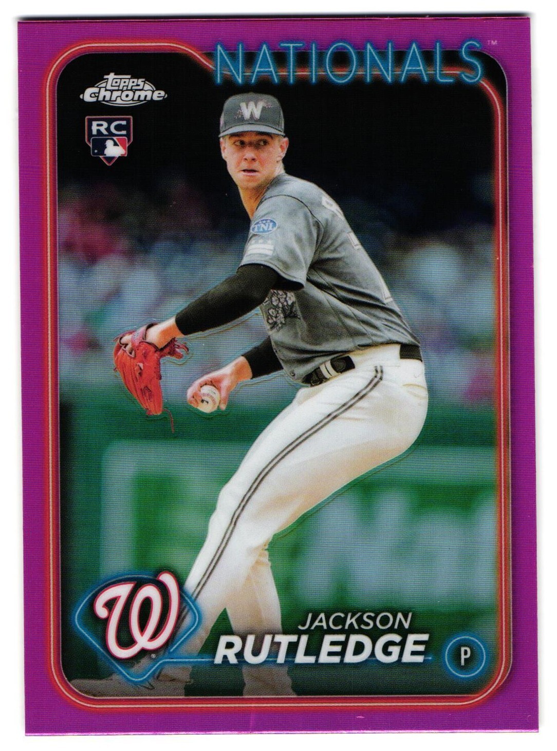 2024 Topps Chrome Pink Refractor #42 Jackson Rutledge (RC) Washington Nationals