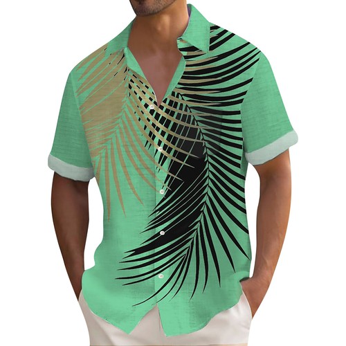 Mens Hawaiian Shirt Vintage Bowling Shirts Short Sleeve Summer Beach T-Shirt Top - Bild 20 von 42