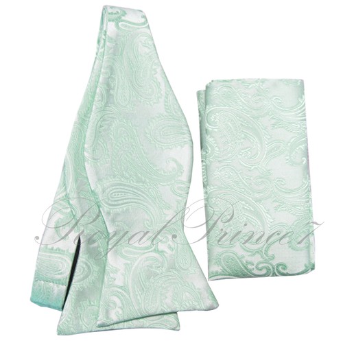 Paisley Microfiber Self tie Bowtie & Pocket Square Hanky Set Wedding - Picture 16 of 29