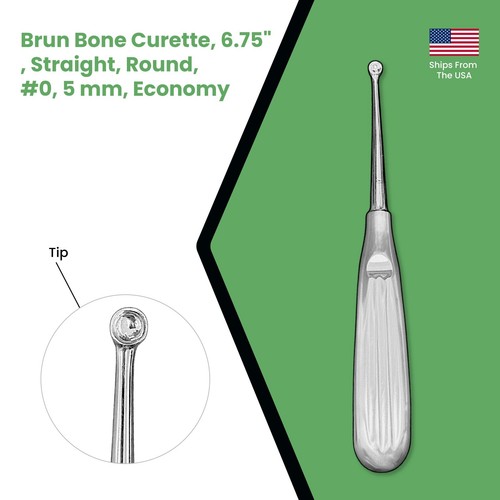 Juego de 4 curetas Brun Bone, 6,75", rectas, redondas, #0, 5 mm, económicas - Imagen 3 de 5
