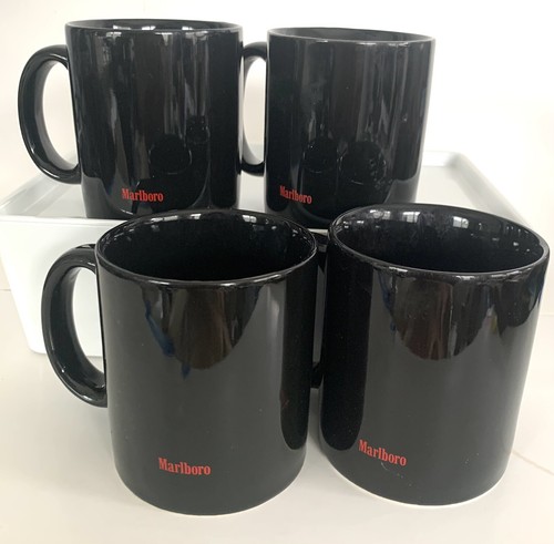 Vintage MARLBORO Tassen Cowboy Bucking Reiten 4er Set Western Rodeo Kaffee schwarz * gebraucht, in einwandfreiem Zustand - Bild 6 von 8