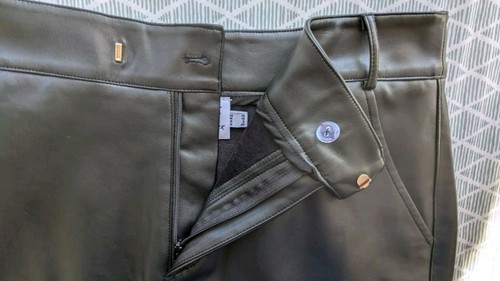 Princess Polly Maxi Skirt Women's Size 12 Black Faux Leather Pockets Back Split - Picture 7 of 17