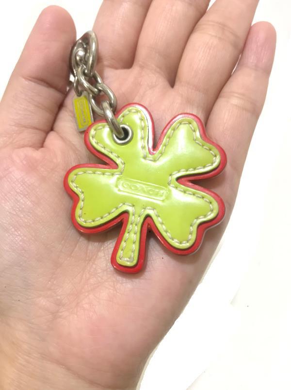 RARE Coach Ltd Ed Vtg Patent Four Leaf Clover Lucky Key Fob
