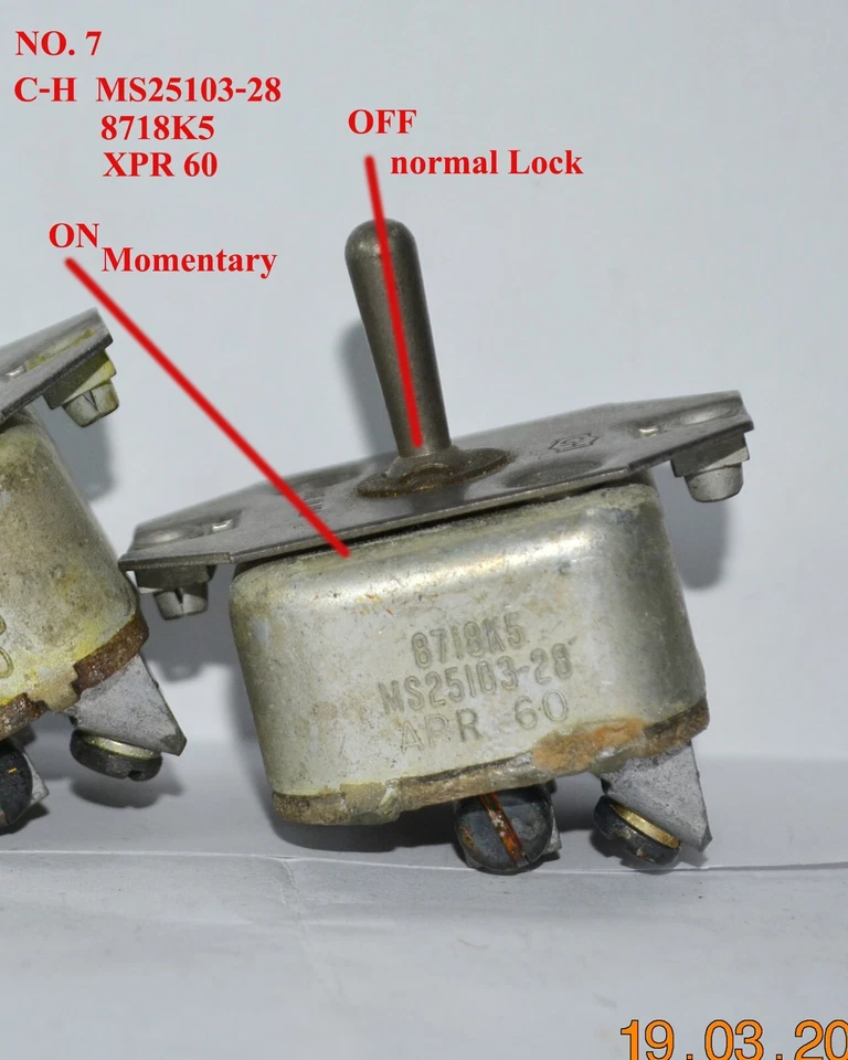C-H Cutler Hammer Aircraft Toggle Switch 4 models and Switch Guard 5 model nos - Image 4 of 4