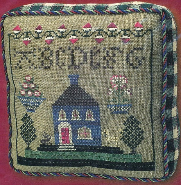 The Workbasket BLUE HOUSE SAMPLER Cross Stitch\SS Chart/Leaflet folk