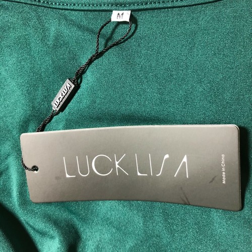 LUCKLISA Womens Dress Medium Green Sleeveless V Neck A Line Knee Length Stretch - Picture 9 of 11