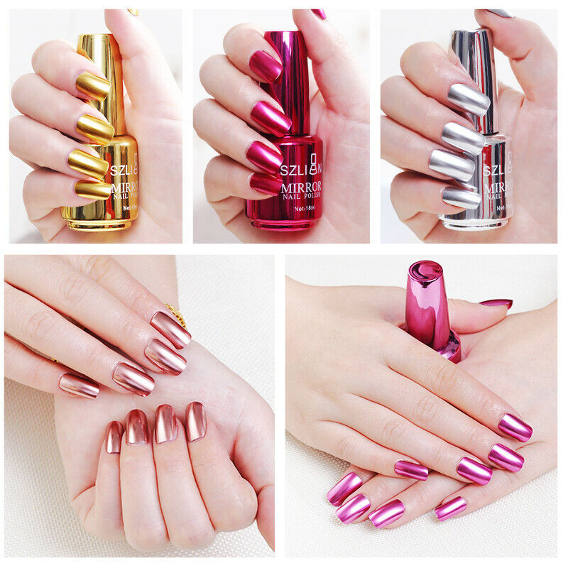 Metallic Nail Polish Magic Mirror Effect Chrome Nail Art Polish Varnish 18ml | eBay Metallic Nail Polish Magic Mirror Effect Chrome Nail Art Polish Varnish 18ml | eBay