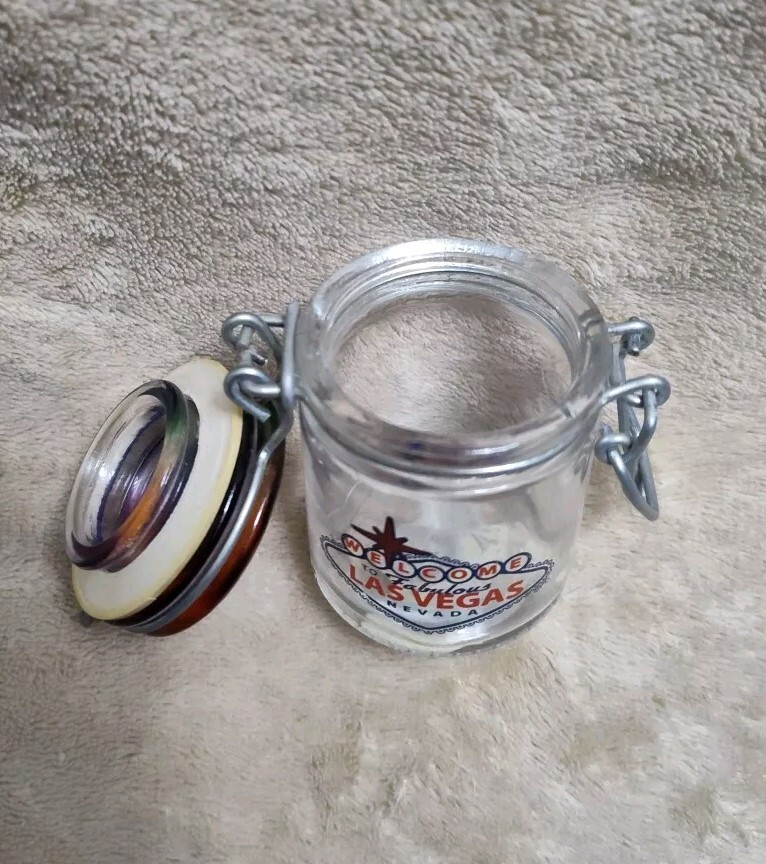 Las Vegas Souvenir Light Bulb Shot Glass & Mini Stash Jar w/ Lid