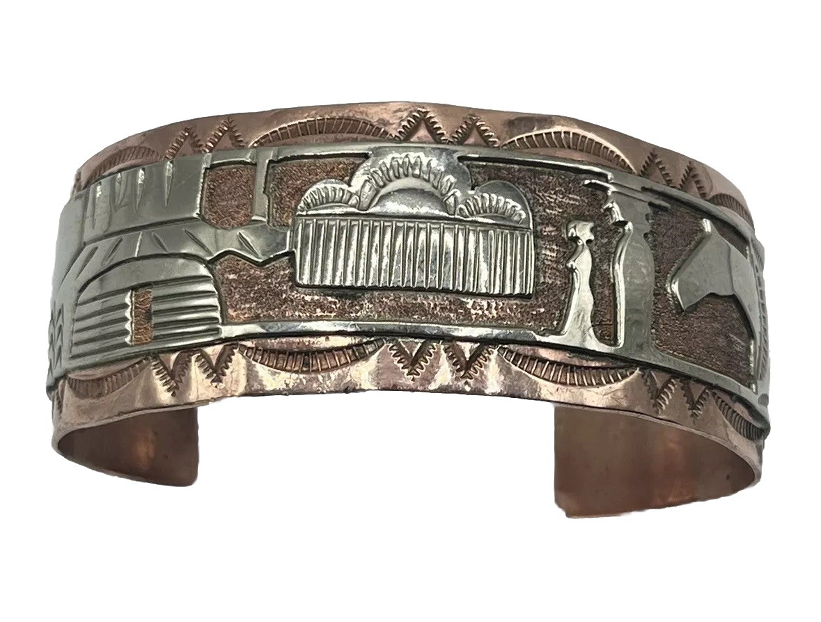 Exceptional Vintage Native American Hopi Kagenvema Sterling Silver Bracelet Old Exceptional Vintage Native American Hopi Kagenvema Sterling Silver Bracelet Old