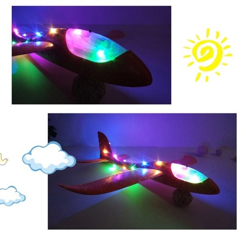 Foam Throwing Glider Toy with LED Light Outdoor Children DIY Airplane Model Toy - Picture 3 of 16