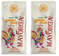 Mayorga Buenos Días, USDA Organic, Light Roast, Whole Bean Coffee, 2lb, 2-pack