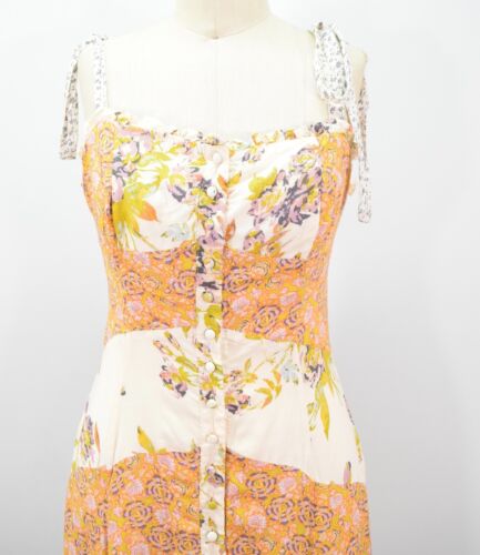 Abito Free People Midi 2 Morbido Floreale Bottonato Schiena Midi Rayon - Foto 3 di 8