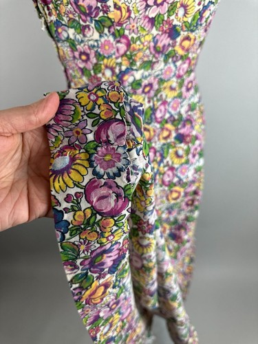 Vtg 40s Handmade Floral Day Dress Scalloped Neckline Cottagecore Fairy Sz Small - Picture 2 of 11