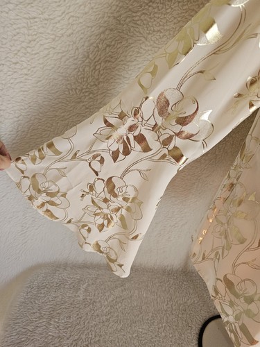Thalia Sodi Womens Shirt Top Blouse Size L Large White Gold Floral - Picture 21 of 24