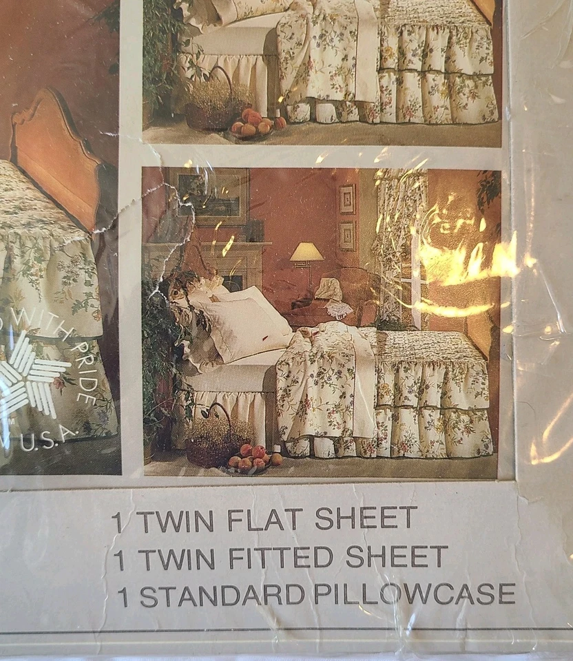 NEW vtg CANNON Monticello 3PC Twin Sheet Set Les Fleurs No-Iron Percale USA Made - Image 2 of 4