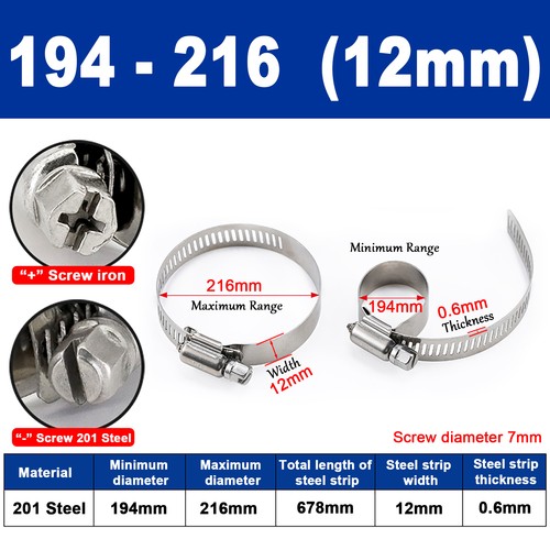 Stainless Steel Hose Clamps Jubilee Type Pipe Tube Clips 201steel 6mm To 289mm - Picture 68 of 82
