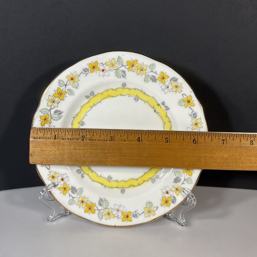 Royal Stafford Bone China Set da Dessert 3 Pezzi #1817 Fiori Gialli Piatto Tazza Piattino - Foto 4 di 18
