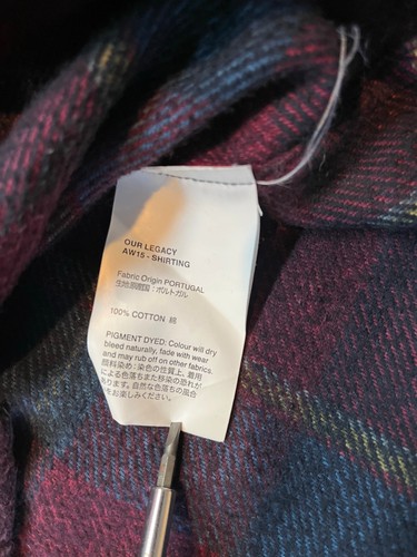 Our Legacy - Check Flannel Heavy Cotton - Burgundy - Large 50 - Excellent Cond - Picture 6 of 7