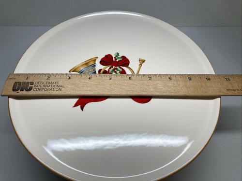Vintage Charlton Hall 10” Pedestal Cake Stand KOBE Bugle Holly Christmas 1980's - Picture 13 of 19