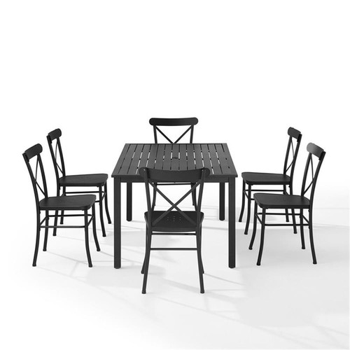 Crosley Furniture Astrid 7-piece Modern Metal Outdoor Dining Set in Black - Picture 4 of 15