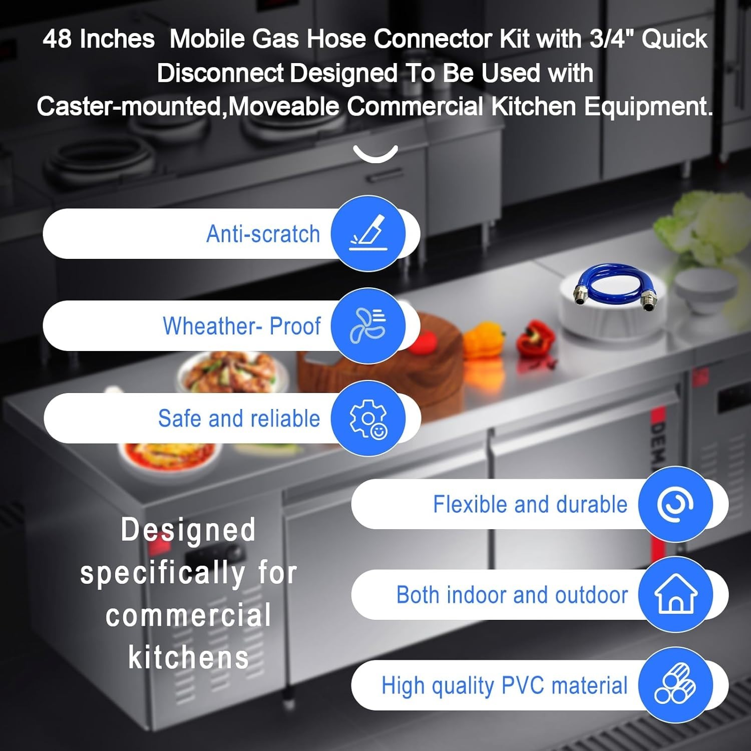 1675KIT48 Safety System Kit, 48" Mobile Gas Hose Connector Kit with 2 Elbows and