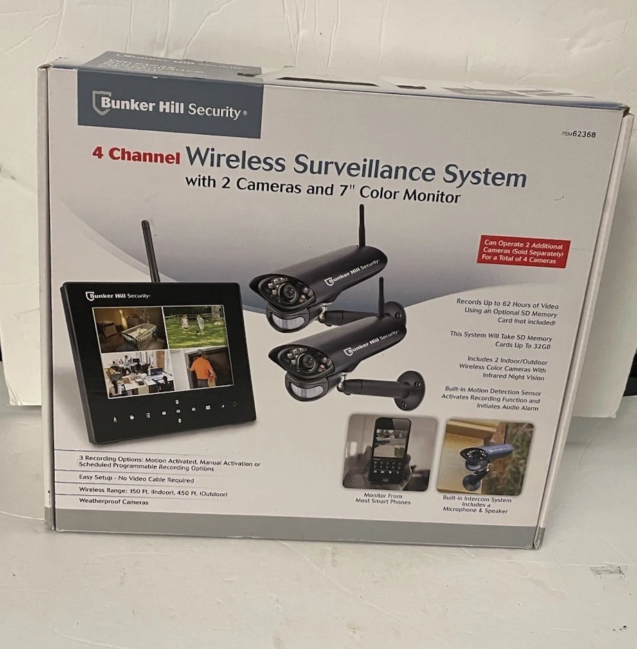 Bunker Hill Security Wireless Surveillance System 62368  2 Cameras & Monitor - Image 2 of 4