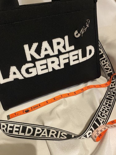 Bolso de Mano Karl Lagerfeld Paris Grande Difícil de Encontrar Nuevo con Etiquetas de Lona Negra con Pin Icónico - Imagen 13 de 21