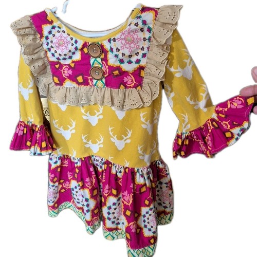 Best Dressed Bunnies Dress Girls Sz 7 Embellished With Eyelet Lace Floral Flared - Picture 4 of 15