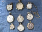 9 Vintage Pocket Watch Lot For Parts Repair Recovery As Is Waltham-Swiss