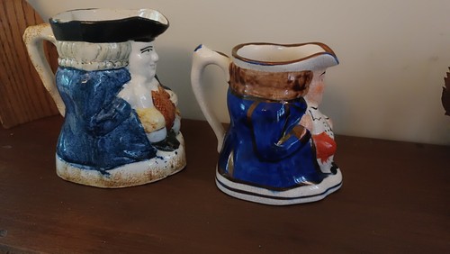 2 x Antique C19th Victorian Staffordshire Pottery Toby Jugs - Picture 2 of 7