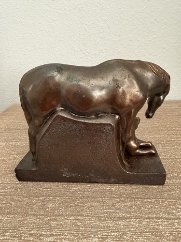 Vintage Dodge Inc. Stute & Fohlen Pferde Skulptur Gladys braun signiert Bronze Spelter - Bild 8 von 13