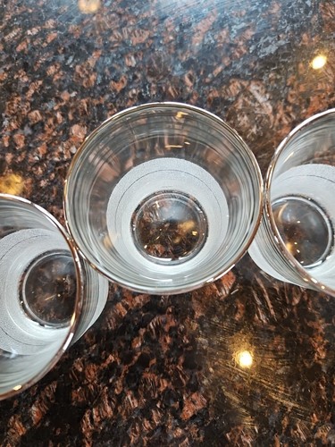 Vintage Barware MCM West Virginia Glass Co. Set 4 bicchieri Frost Nip - Foto 6 di 9