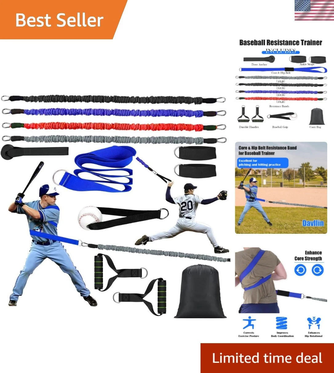 Durable Multicolor Resistance Bands and Hip Belt Set for Enhanced Performance
