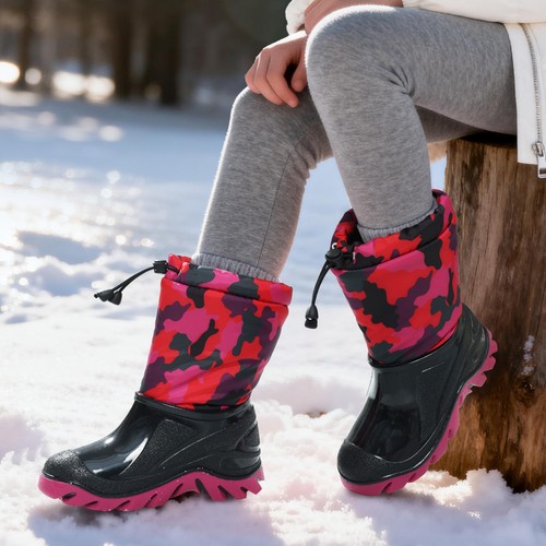 Kinder Wasserdicht Winter Schneestiefel Jungen Mädchen Warm Gefüttert Rutschfest Outdoor Stiefel - Bild 15 von 31