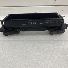 LIONEL #3469 AUTOMATIC COAL DUMP CAR - BLACK 1949-'55 DIE CAST/ALUMINUM O GAUGE