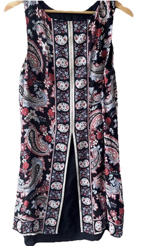 Abito tunica J.Jill Paisley floreale 100% rayon senza maniche boho taglia media alta - Foto 2 di 19