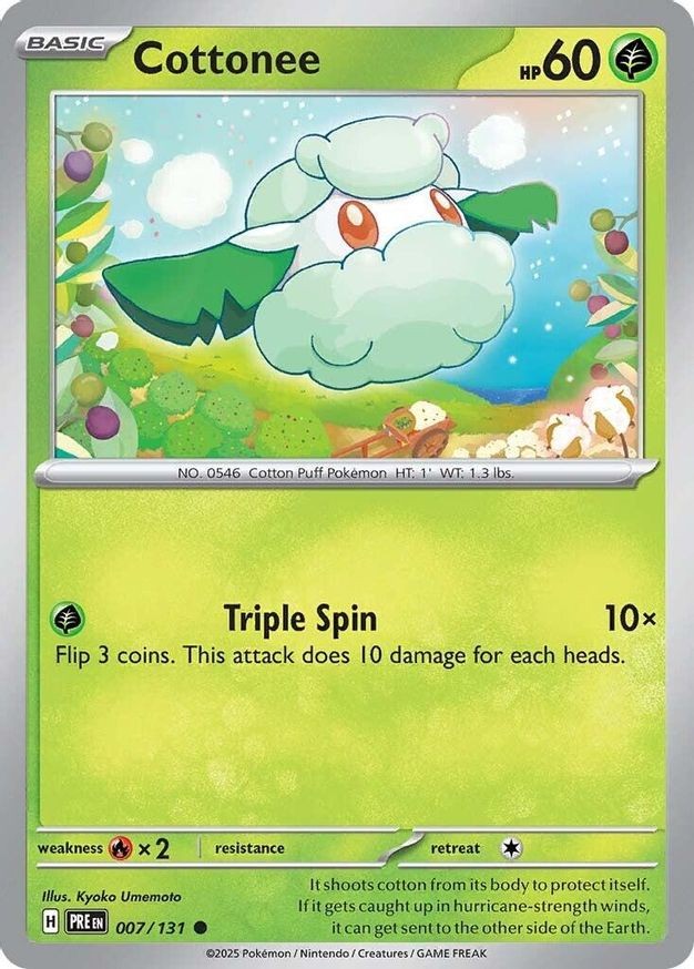 Pokemon Cottonee (7/356) Prismatic Evolutions NM REVERSE HOLO