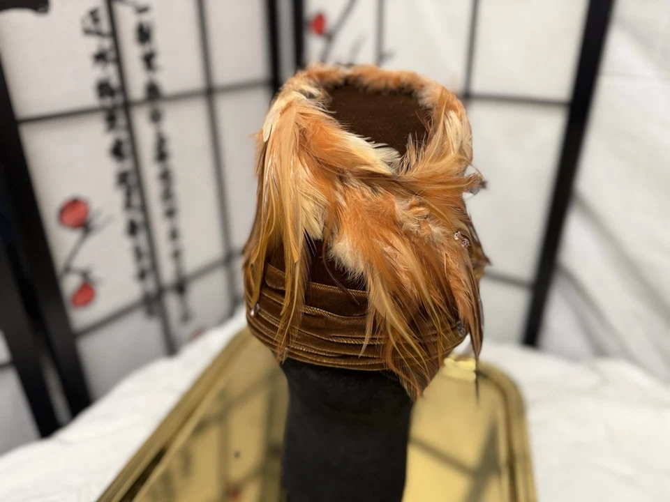 Sombrero de vestir de plumas Harriette B Frank vintage Foto 4 de 4