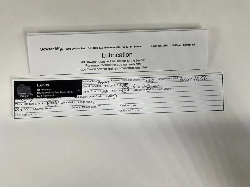 Bowser HO Scale Erie Lackawanna EL #1140 Baldwin AS-16 DC Powered - Image 2 of 4