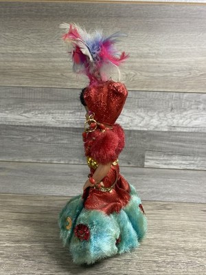 Red Feather and Fur Rio Del Janeiro Souvenir Dolls Vintage Doll Girl Figurine