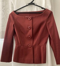 Prada collarless jacket, dark red, unused, women's size S