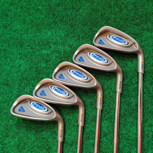 Ping G5 Yellow Dot RH Iron Set 5-9 irons AWT Stiff Flex Steel shafts Grips Good