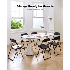 New 6 Pack Folding Chairs, Foldable Leather Chairs with Heavy Duty Metal Frame