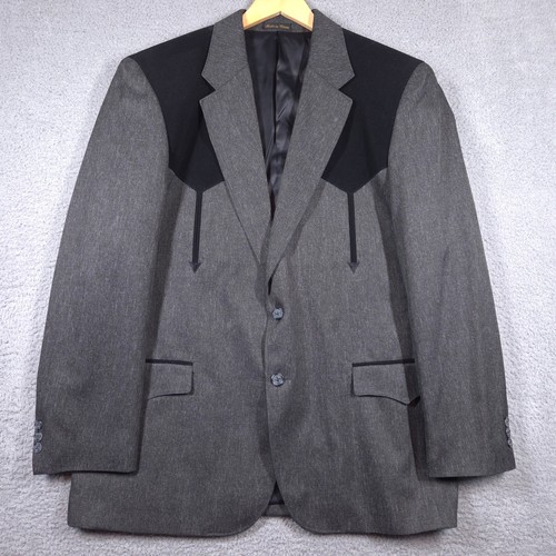 Circle S Sport Coat Men's 46R Grey Black Boise Swedish Knit Western Yoke Blazer - Picture 2 of 15