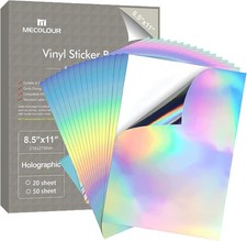 MECOLOUR Holographic Sticker Paper Printable 8.5'' 11'' 50 Sheets 50