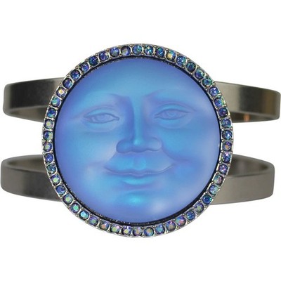 Kirks Folly Glass Seaview Moon 35mm Cuff Bracelet matte silvertone