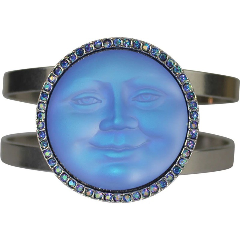 Kirks Folly Glass Seaview Moon 35mm Cuff Bracelet matte silvertone