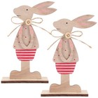  2 Pcs Rabbit Figurine Party Bunting Decorations Wood Bunny Tabletop