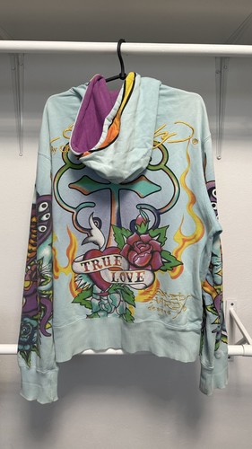 Ed Hardy By Cristian Audigier Full Print Zip Hoodie Size XL - Picture 13 of 20